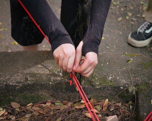 Person tying shoelaces before a morning walk