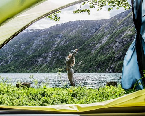Woman stretching outdoors in fresh air